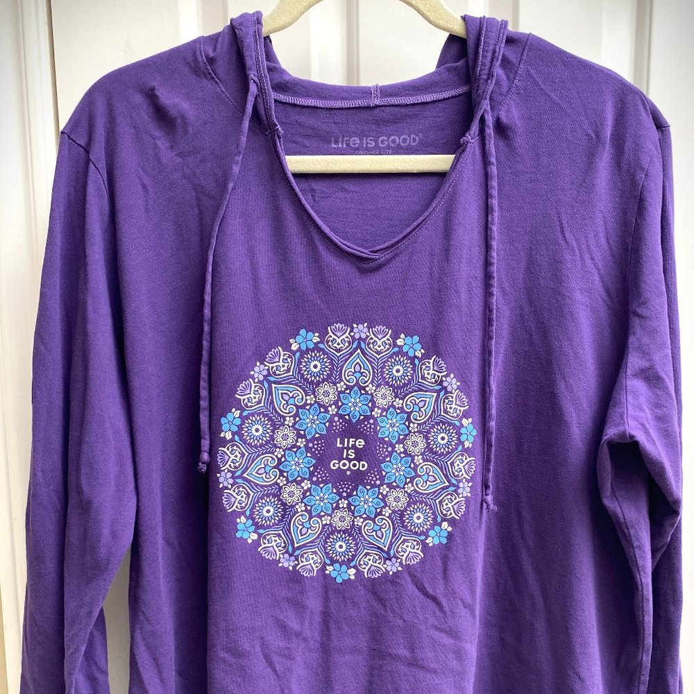 Life is Good Long Sleeve T-shirt with Hood XXL